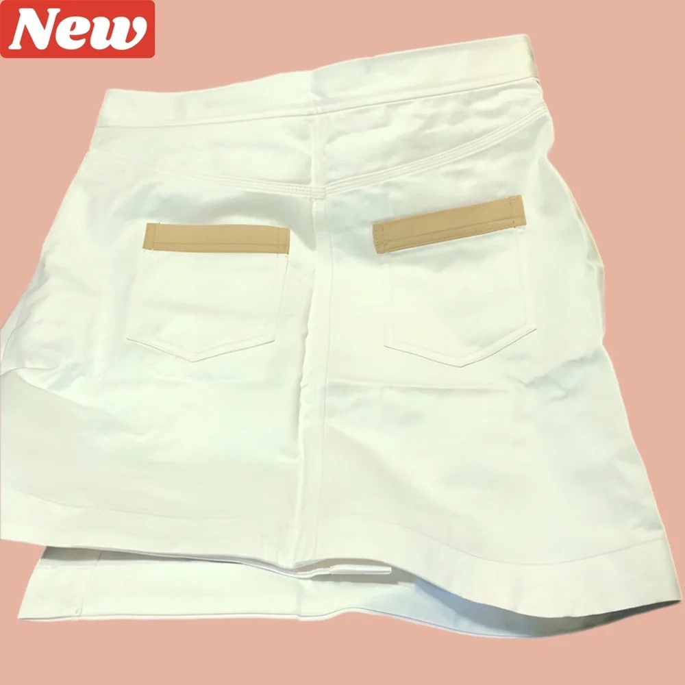 🛑CLEARANCE‼️ 🆕 BLDWN Alexis Asymmetrical Button-Down Skirt White and tan